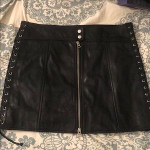 Alexander McQueen Black Leather Mini Skirt
